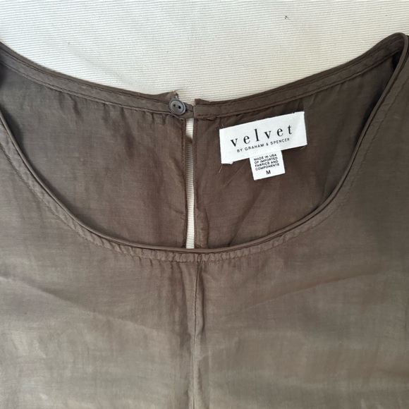 Velvet by Graham & Spencer silky A-line, sleeveless dress in dark taupe. M. - Picture 4 of 8